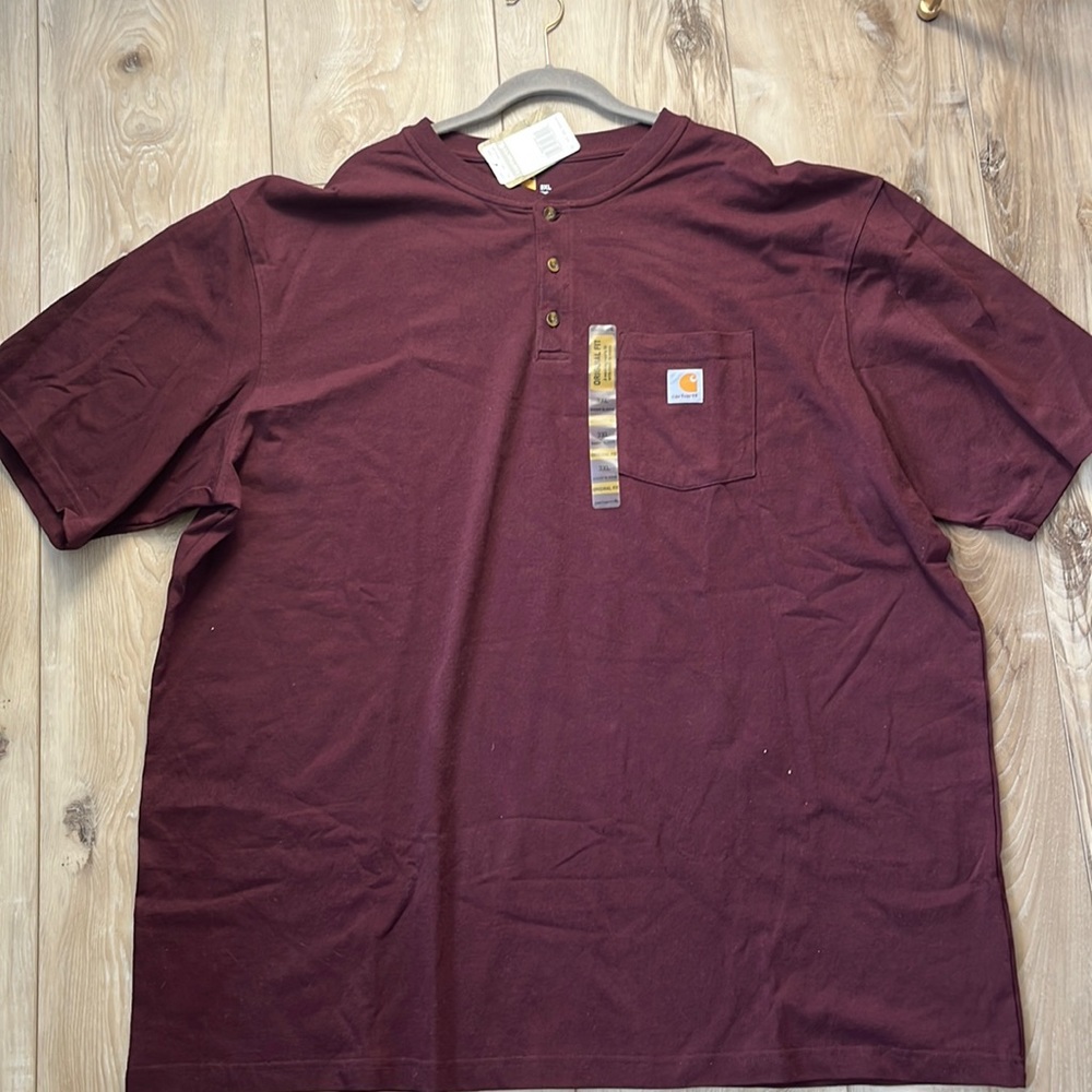 CARHARTT ORIGINAL FIT SHORT SLEEVE HENLEY T-SHIRT BURGUNDY SIZE 3XL NEW